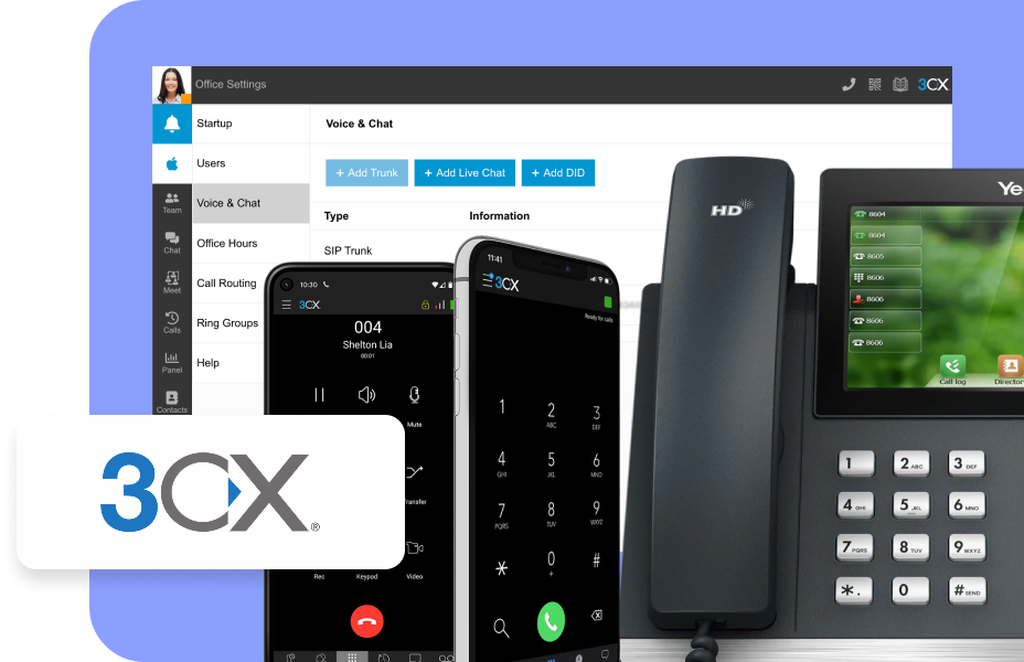 Hosted 3CX PBX apps and phones
